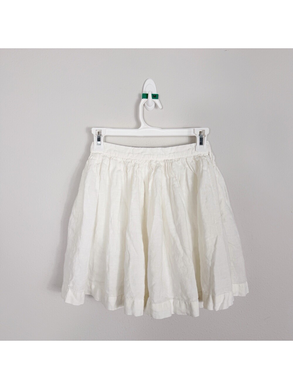 A Loves A Revolve Flowy Linen Boho Beach Ruffle Mini Skirt Pleated Coastal XS